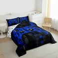 thumbnail image 3 of Castle Fairy Futuristic Cubes Gamepads Twin Comforter Sets,Black Blue Gamepads Bedding Set, 3 of 8
