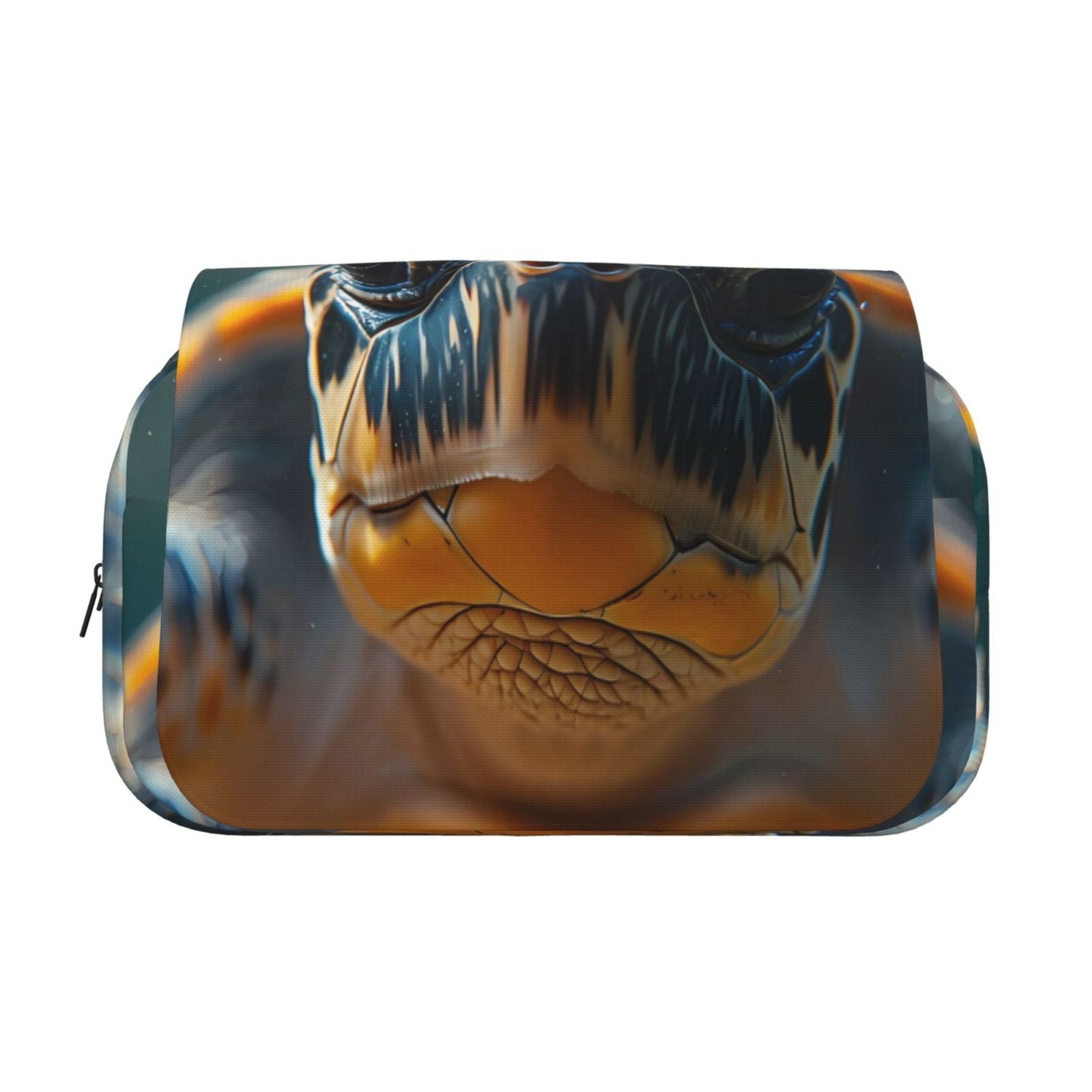Rateoe Realistic Cute Sea Turtle Pattern Double Clamshell Pen Case, Storage Organizer with Two Zipper Compartments– Holds Up to 50 Pencils & Pens