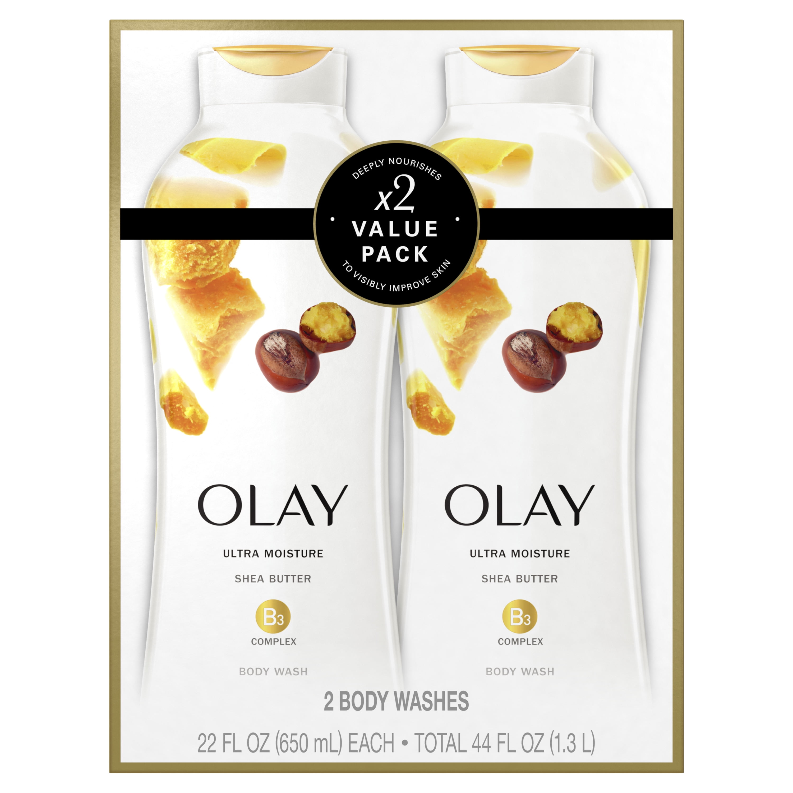 Olay Ultra Moisture Body Wash for Women, Shea Butter, 22 oz, Twin Pack