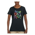 thumbnail image 2 of Cool Rainbow Neon Trippy Jungle Tiger Eyes Animal Lover Womens Graphic T-Shirt, Black, Small, 2 of 3