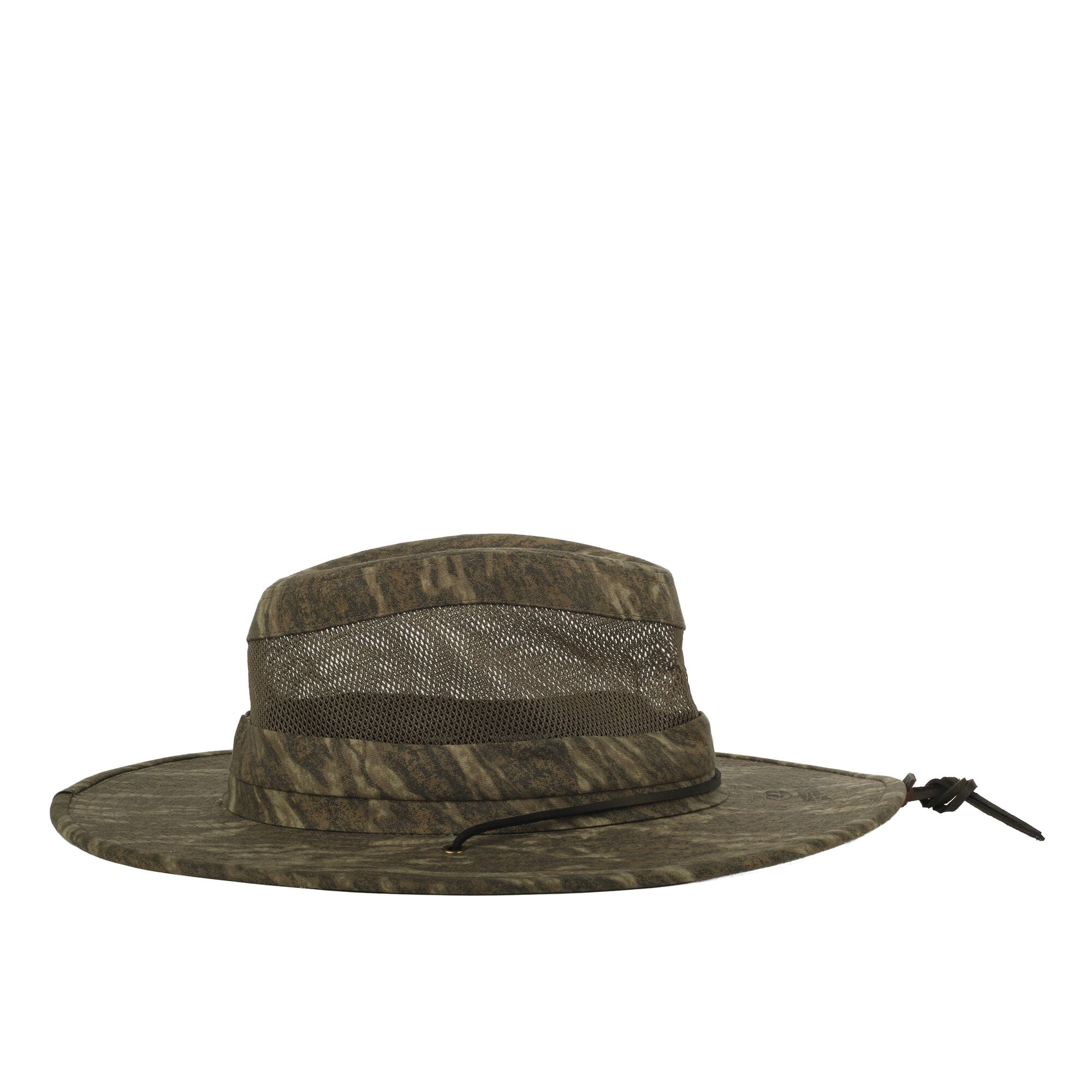 Mossy Oak® New Bottomland Camo Safari Hat – Wide Brim Mesh Crown, Adjustable, One Size
