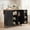 black, variant on edx Kitchen Islands Carts with Storage Cabinets, Drop Leaf Countertop on Wheels Rolling, White