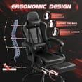thumbnail image 3 of Homall PU Leather Gaming Chair with Footrest & Lumbar Support Carbon Fiber Massage Ergonomic Gamer Chair Height Adjustable Computer Chair with Footrest & Lumbar Support,Black, 3 of 7