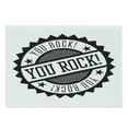 thumbnail image 1 of You Rock Cutting Board, Stamp Look Monochrome Simplistic Star Ornament Ruffled Edges Circle Print, Decorative Tempered Glass Cutting and Serving Board, in 3 Sizes, by Ambesonne, 1 of 2