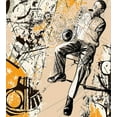 thumbnail image 3 of Ambesonne Jazz Duvet Cover Set, Saxophone Music Rythim, King, Marigold Tan Black, 3 of 6