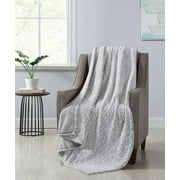 Better Homes & Gardens Ivory Damask Velvet Plush Throw Blanket, 50 x 60, Ivory
