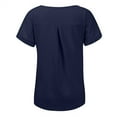thumbnail image 6 of Outfmvch t shirts for women Casual Cotton And Linen Solid Short Sleeves T Shirt womens tops shirts for women Navy, 6 of 9