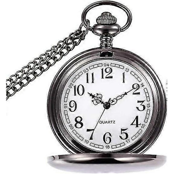 Mens Pocket Watch with Chain, Classic Vintage Quartz Pendant Fob Pocket Watches,Men Pocket Watch as Retro Gifts for Father's Day/Birthday