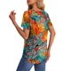 thumbnail image 5 of Camiseta OFEEFAN con cuello en V para mujer con estampado floral de hojas de verano, 5 of 6