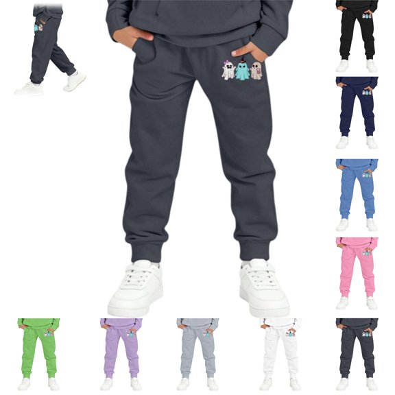 YOUYEDIAN Halloween Sweatpants for Boys Kids Fashion Casual Sweatpants Funny Halloween Print Pants Comfy Trousers with Pockets (Blue, 13-14 Years)