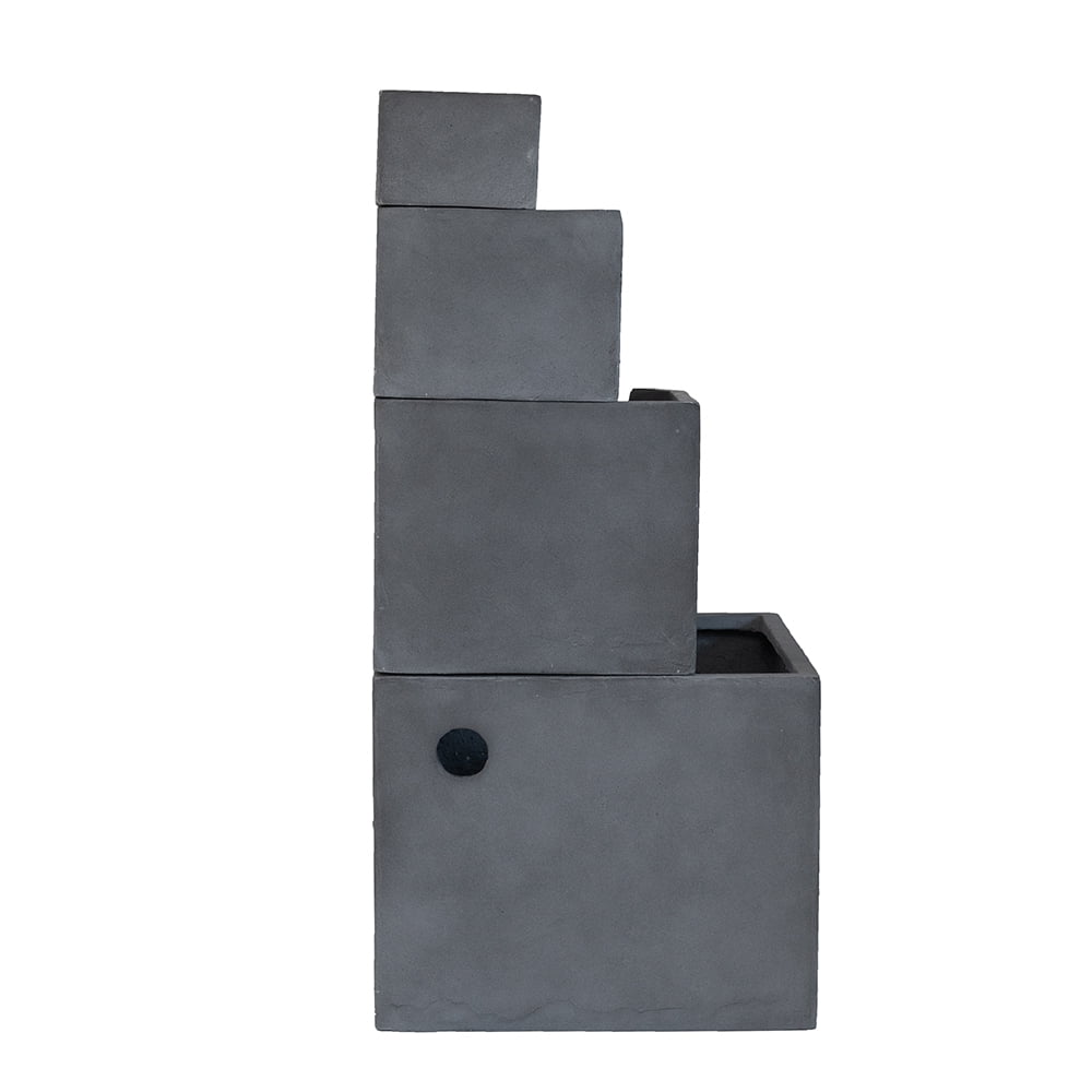 CoSoTower 19.7X19.7X41.7" Gray Cement 4 Tier Block Water Fountain Outdoor