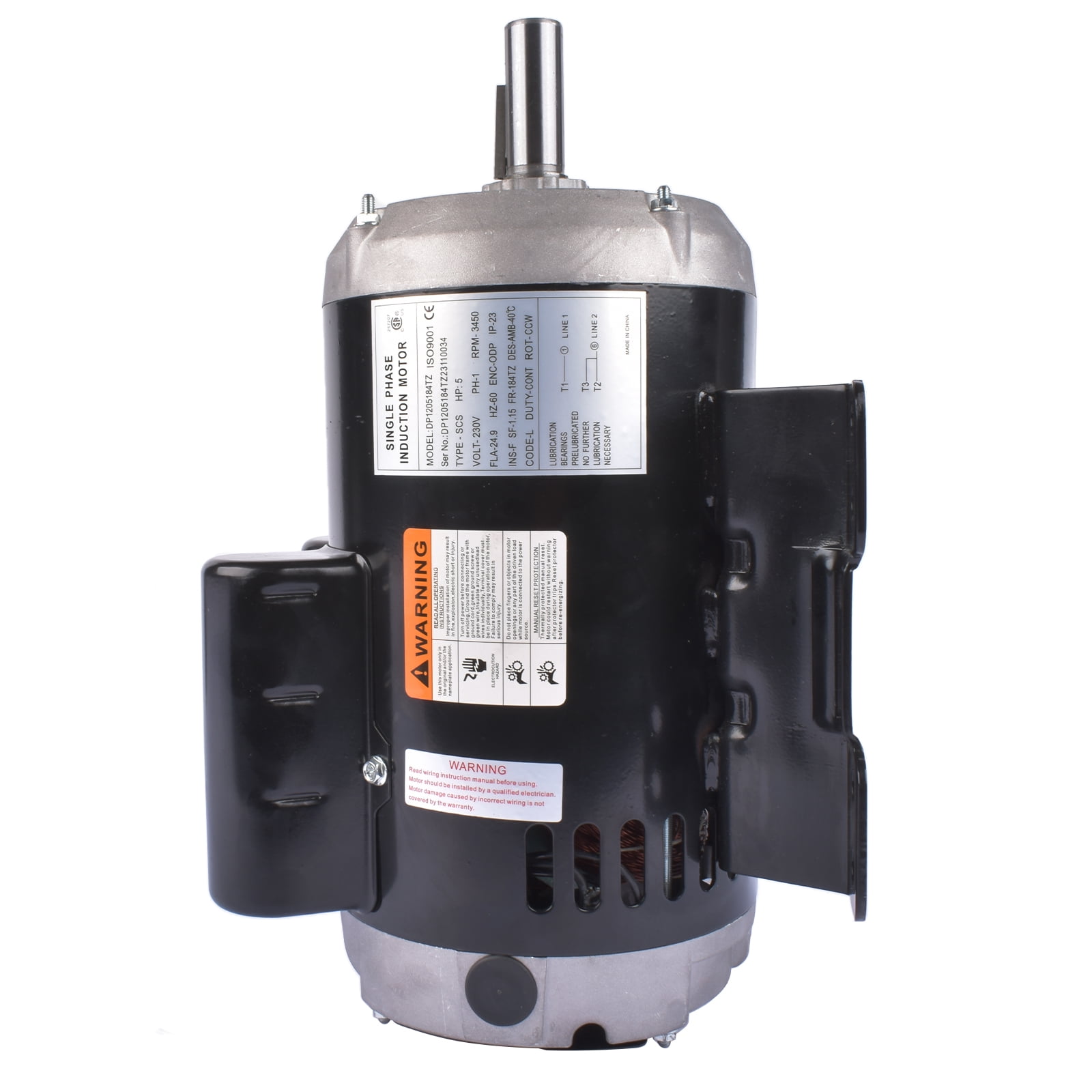 Mustrod Air Compressor Electric Motor 5HP 3450rpm Single Phase 184T Frame 7/8" Shaft 230V 24.9 Amps