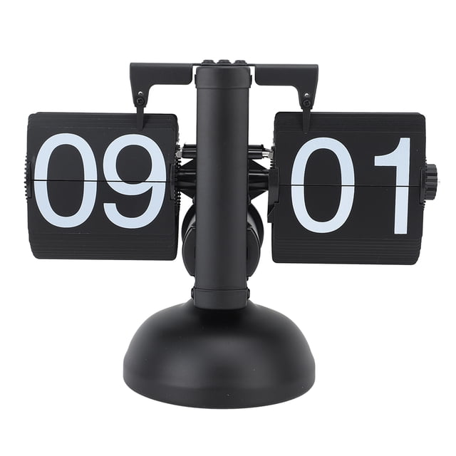 Flip Clock, Retro Flip Down Clock Mechanical Digital Flip Desk Clock Large Number Battery Powered Internal Gear Operated Clock, Table Clock for Home Office School Hotel Cafe