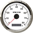 thumbnail image 1 of Boat Tachometer Engine Stainless Steel Bezel Hour Meter LCD Display With M16 M18 Sensor For Car Motorcycle 3k 4k 8k RPM ,Easy to Calibrate, 1 of 7