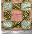 thumbnail image 1 of Soimoi Japan Crepe Satin Fabric Check & Paisley Patchwork Printed Fabric 1 Yard 42 Inch Wide, 1 of 1