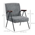 thumbnail image 3 of HOMCOM Modern Accent Chair with Wood Arms and Steel Frame for Bedroom, 3 of 10