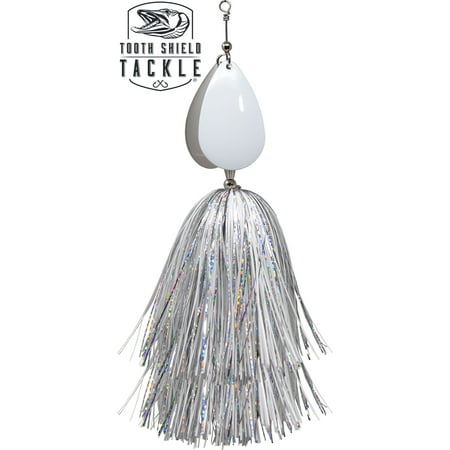 Tooth Shield Tackle 310 Musky Bucktail Muskie Pike Double 10 Colorado Inline Spinner Musky Lures Baits Tackle (White Flash)