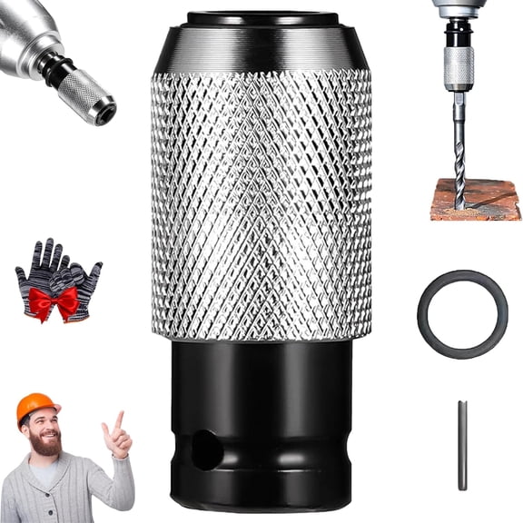 Rotary Hammer Adapter with Impact Drill Bits Set, Electric Hammer to Drill Converter, Quick Release Adapters Converter for Drills Wrench with Adapter and 4 Hammers Bits for Tough Materials (1Pc)