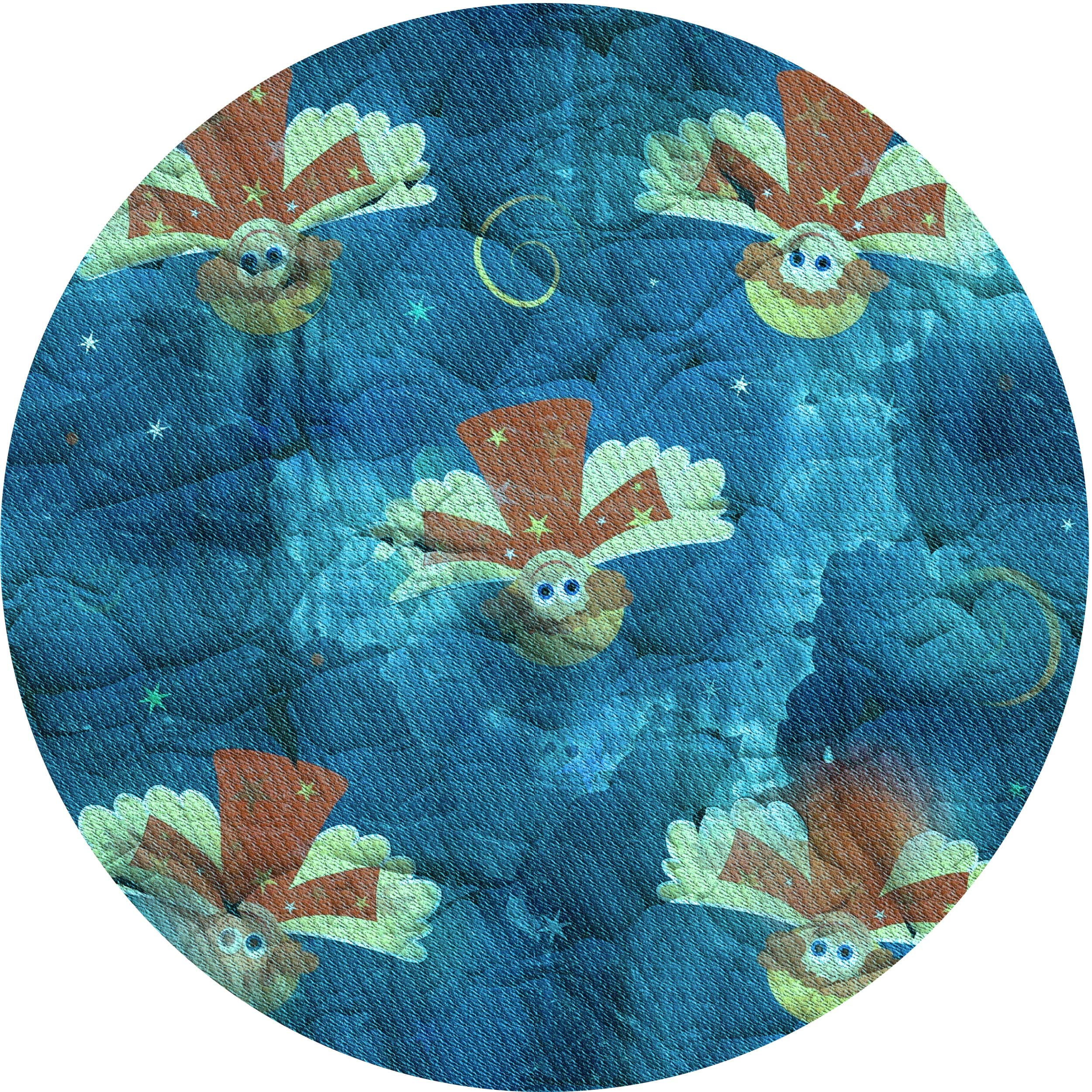 Ahgly Company Indoor Round Patterned Dark Turquoise Green Area Rugs, 7 ...