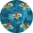 thumbnail image 1 of Ahgly Company Tapis Rond Lavable en Machine Intérieur Transitionnel Turquoise Foncé Vert, 3 Pieds Rond, 1 of 7