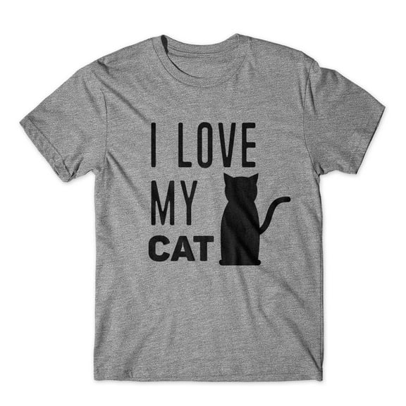 Mighty Circus I Love My Cat T-Shirt 100% Cotton Premium Tee - Gray, Extra Large