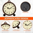 thumbnail image 3 of Battery Alarm Clock,Vintage Retro Alarm Clock with Night Light ,Super Silent, Non Ticking Analog Small Table Clock for Bedroom ,Bedside, Desk,Shelf - style:style1, 3 of 6