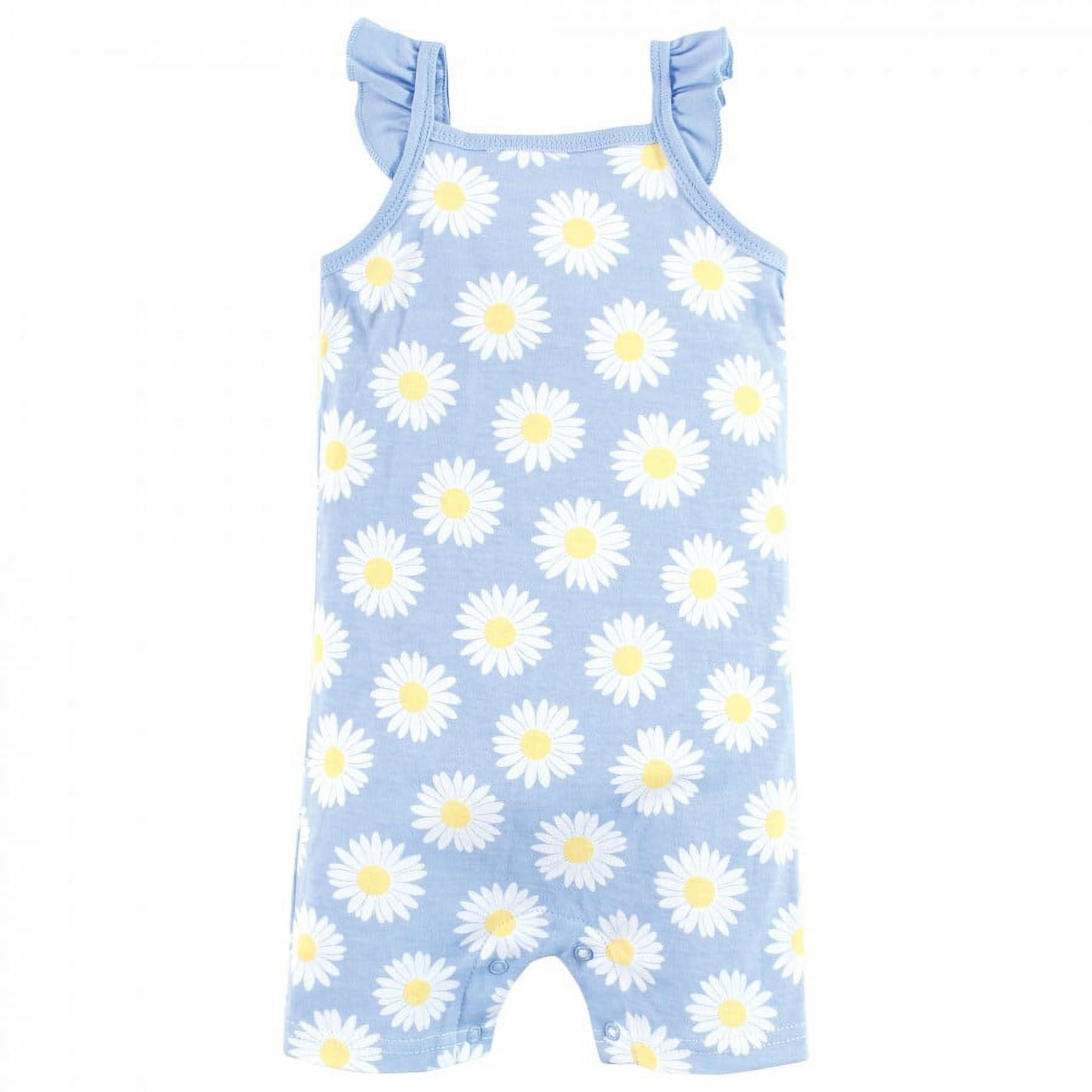 Hudson Baby Infant Girl Cotton Rompers, Bee Kind, 6-9 Months