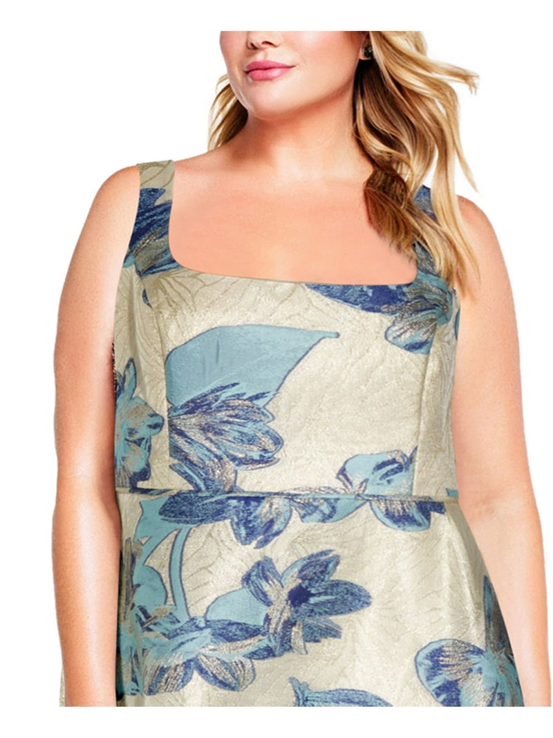 ADRIANNA PAPELL Womens Gold Metallic Zippered Lined Floral Sleeveless Square Neck Midi Party Fit + Flare Dress Plus 20W - Walmart.com ADRIANNA PAPELL Womens Gold Metallic Zippered Lined Floral Sleeveless Square Neck Midi Party Fit + Flare Dress Plus 20W - Walmart.com