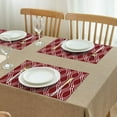 thumbnail image 3 of Burgundy and White Wavy Pattern Summer Placemats Table Placemats Set Of 4-Linen Kitchen Washable Placemats Table Mats 11.8"x17.7" Non-Slip Heat Resistant, 3 of 6