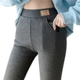 thumbnail image 3 of Naiovety Mallas con forro polar para mujer, mallas deportivas de Color sólido para niña, pantalones de invierno elásticos para mujer con Suministros térmicos Gris oscuro/L, 3 of 6