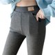 thumbnail image 2 of Bewildely Leggings con forro polar, mallas deportivas de Color sólido para niña, pantalones de invierno para mujer con bolsillos, accesorio de Suministros térmicos Gris oscuro/L, 2 of 6