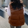 thumbnail image 3 of Htigea Puffer Vest for Women Winter Outwear Jacket Cropped Sleeveless Lightweight Fashion Fall Coat with Pockets Coffee,XL, 3 of 3