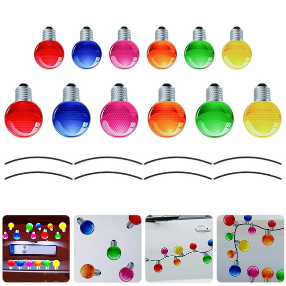 Stri 1 Set Christmas Car Magnets Stickers Reflective Bulb Magnets Christmas Car Fridge Decorations