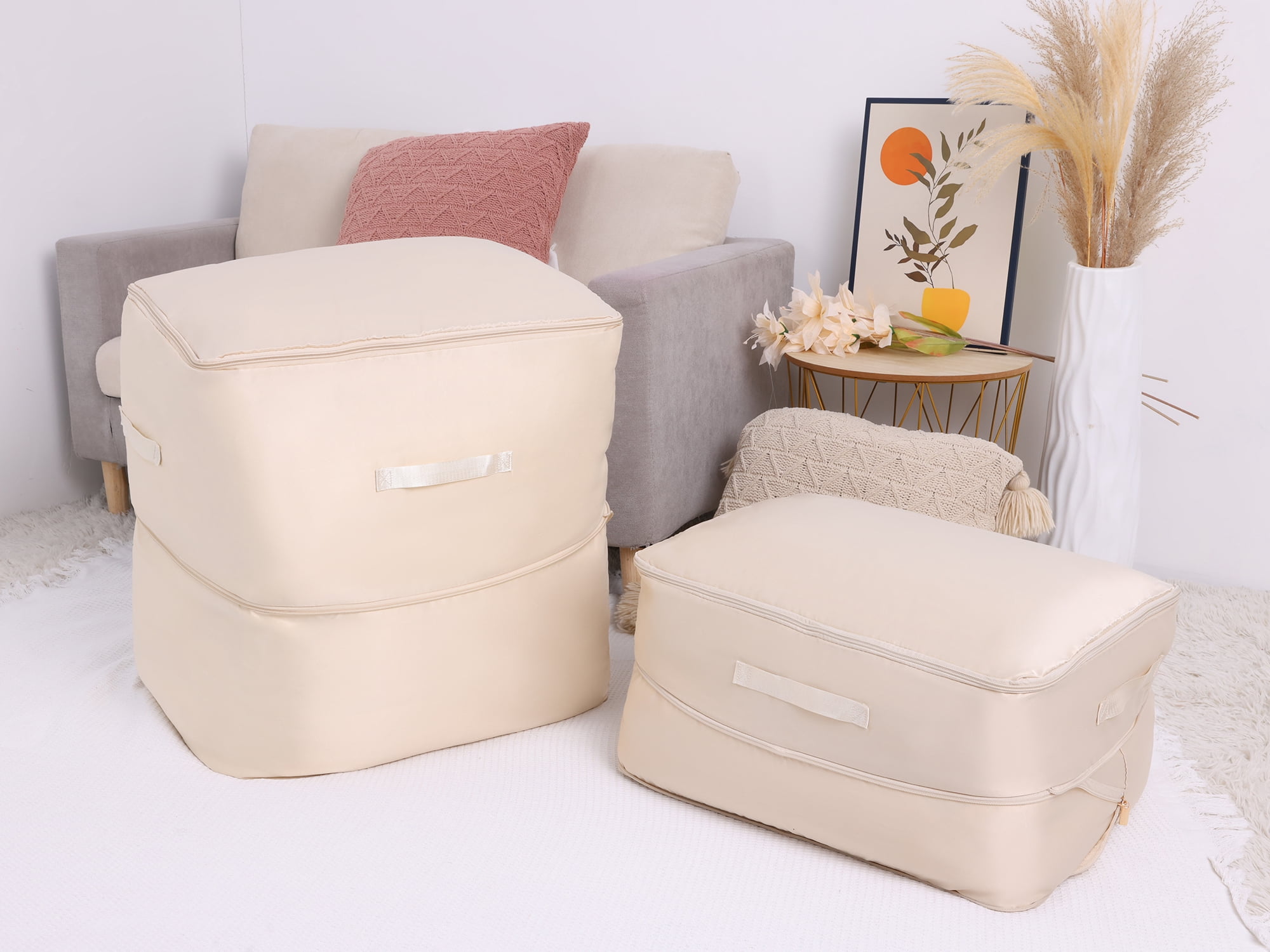 Unique Bargains 1 Pack Clothes Storage Bags Moving Bags Apricot 21*16.5*23.5in