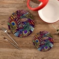 thumbnail image 2 of SKYSONIC Colorful Peacock Feather Pot Holders Trivets, 2 Pcs Heat Resistant Trivets,Embroidery Cotton Thread Weave Mats for Hot Pads Pans Pot Bowl Teapot for Kitchen Decor, 2 of 7