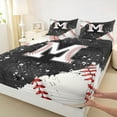 thumbnail image 3 of jejeloiu Letter M Monogrammed Full Size Sheets,Baseball Sport Game Bed Sheets,Black Splashing Ink Sheet Sets For Girls,Microfiber Room Decorative,4pcs, 3 of 7