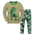 thumbnail image 2 of Boys Pajamas Size 8 Cotton Dinosaur Printed Long-Sleeve Long Pants 2 Piece Boy Clothes Sets Snug-Fit Outfits Sleepwear for Kids & Teens,Z2-Army Green,4Y(4-5 Years), 2 of 3