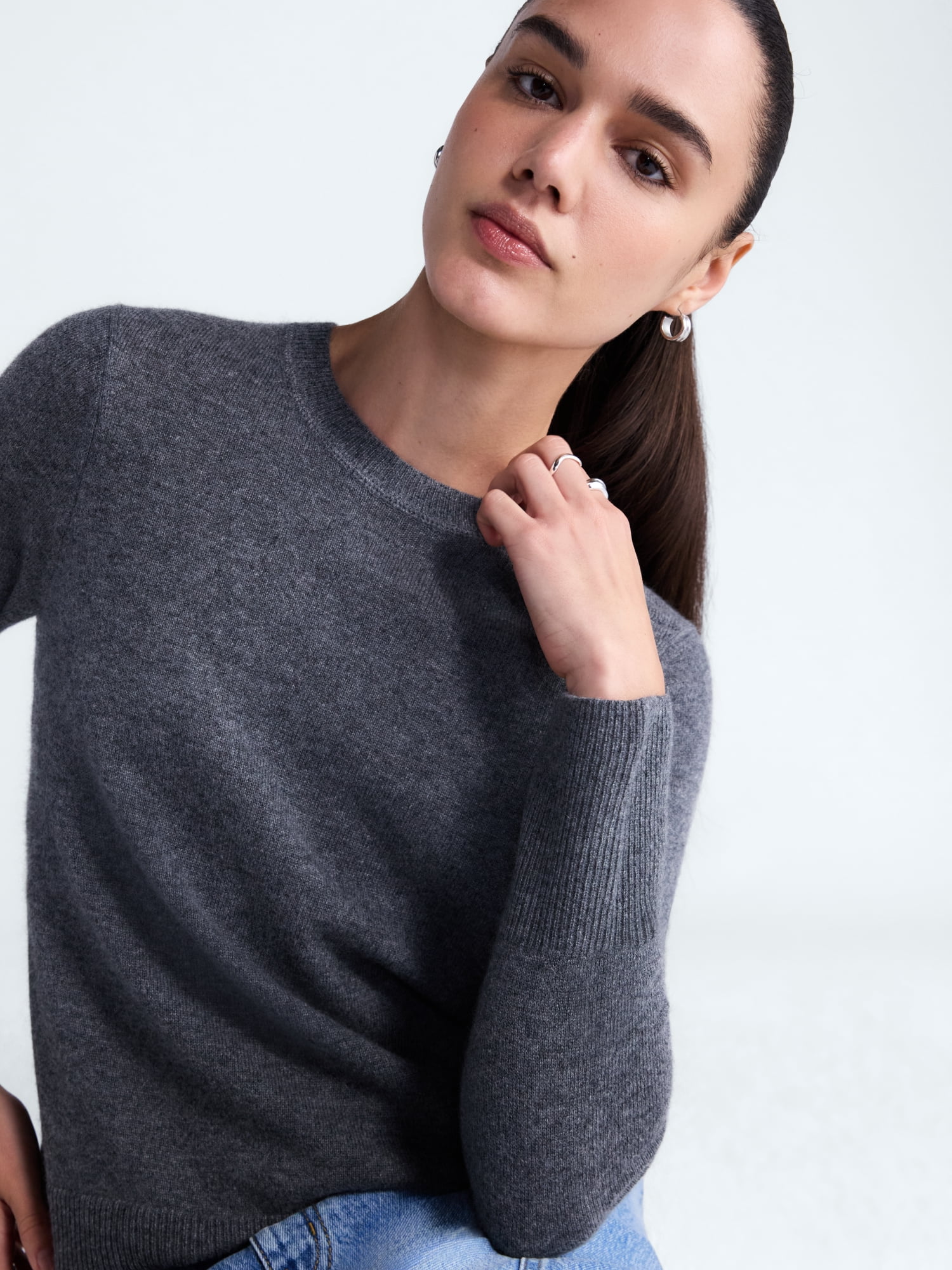 Free Assembly Women's and Women's Plus Cashmere Sweater with Long Sleeves, Sizes XS-4X