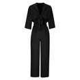 thumbnail image 5 of Two Piece Sets for Women Fall Plus Size Casual Long SLeeve Coat+ Short Sleeve Elastic Waist Pant 3pc Set, 5 of 6