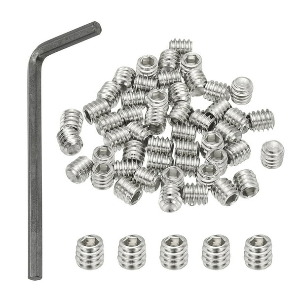 Uxcell 1/4-20x1/4" Tornillos de cabeza ciega de socket hexagonal 50Pcs con llave de punto de copa