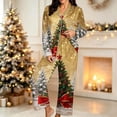 thumbnail image 2 of Enjoytime Christmas Womens Pjs Sets Print Button Down Long Sleeve Shirts Pants 2 Piece Sleepwear Xmas Soft Plus Size Pajama Set, 2 of 6