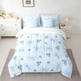 thumbnail image 2 of Feelyou Princess Bow Twin Bedding Sets 7pcs, Romantic Blue Rose Bedding Comforter Set, 2 of 8