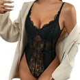 thumbnail image 2 of Dpytoraw Women Lingerie Underwear Fitness Contrast Lace Bodysuits For Women With Push Up Wired Bra Half Lace Strap, 2 of 3