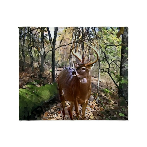 CafePress - Woodland Buck Deer Throw Blanket - Soft Fleece Throw Blanket, 50"x60" for All Ages