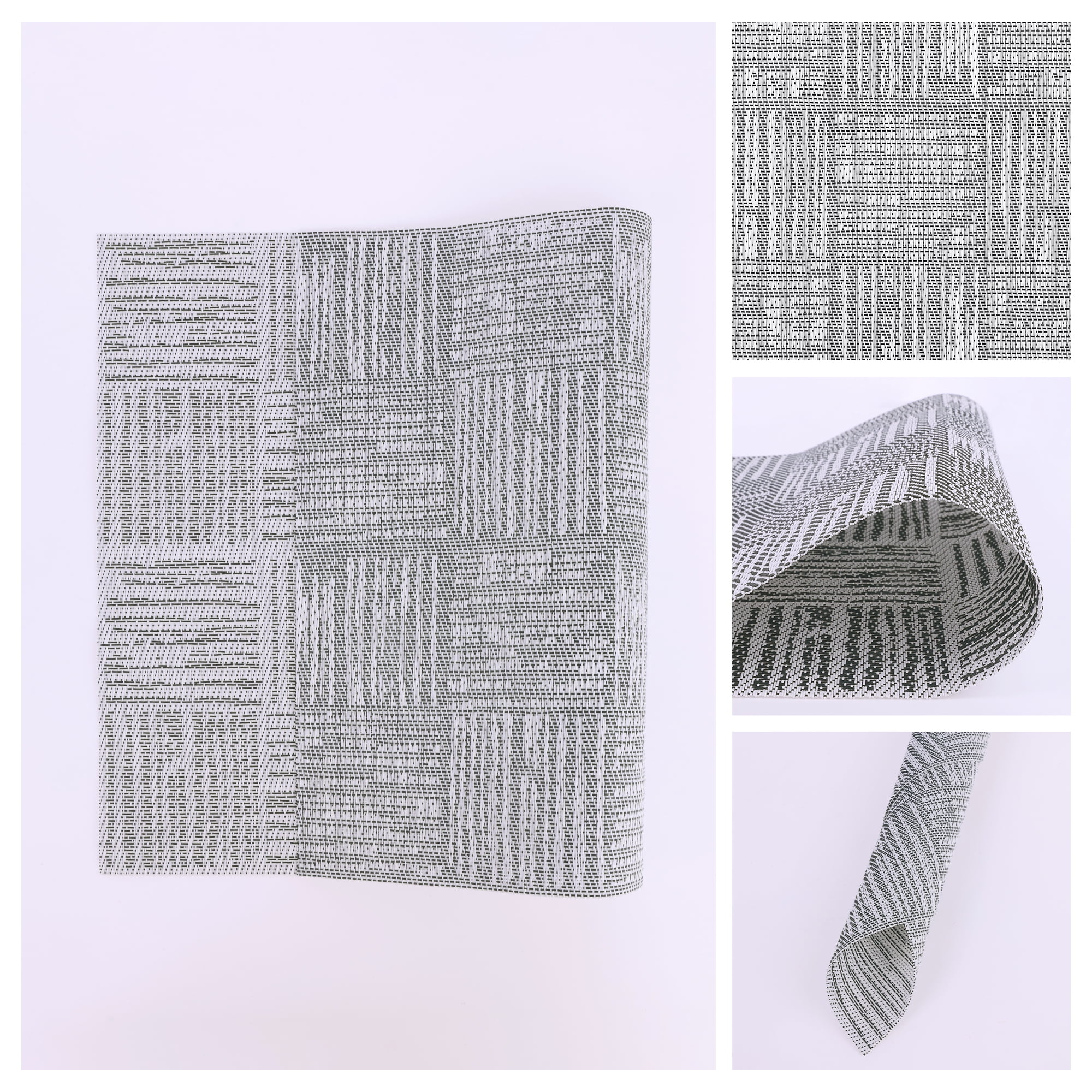 Unique Bargains Vinyl Placemats for Kitchen Dining Table Wipeable Mat Light Gray 18x12in