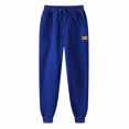 thumbnail image 2 of BiZtdJrK Mens Casual Elastic Bottom Joggers Pants Fall Winter Gym Athletic Fleece Sweatpants Solid Color Drawstring Lounge Trousers with Pockets, Blue, XXL, 2 of 3