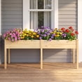 thumbnail image 2 of Costway Outdoor Raised Garden Bed with Legs 73x23x30in Wood Planter Box with Divider Panel Beige, 2 of 8