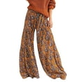thumbnail image 2 of VISgogo - Pantalones palazzo con cinturón para mujer, pantalones de playa sueltos bohemios de cintura alta con estampado floral/a cuadros/cachemira VISgogo moda, 2 of 6