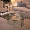46" Round 1/4" Thick Tempered Clear Glass Table Top with Flat Polished