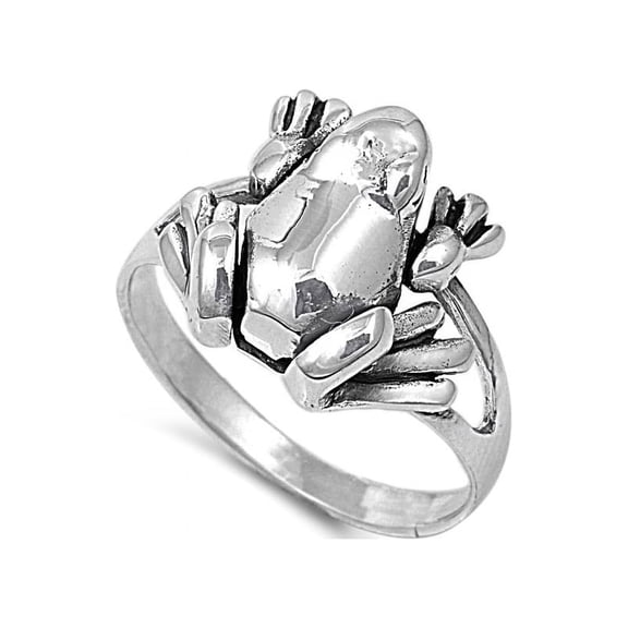 925 Sterling Silver Frog King Ring Size 5